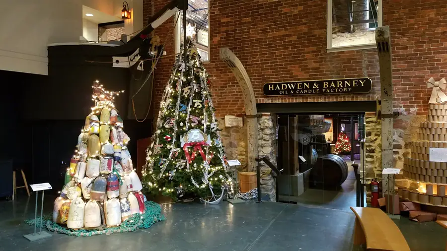 Buoy tree and anniversary tree by the Hadwen & Barney candle factory