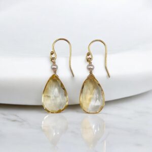 Pearl and Citrine Teardrop Earrings ED1160