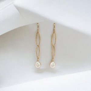Pearl Drop and Gold Link Dangle Earring ED1225