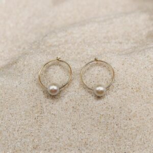 Floating Pearl on Endless Gold Hoop