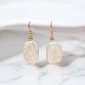 White Rectangle Pearl Dangle ED999