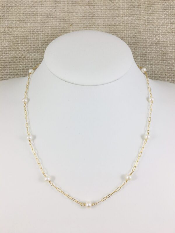Triple Strand White Pearl Necklace N2499 - Image 2