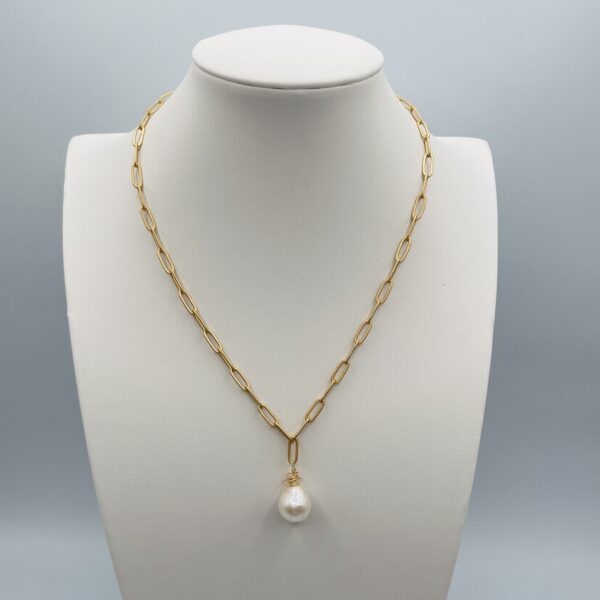 Single White Baroque Pearl Pendant N2266