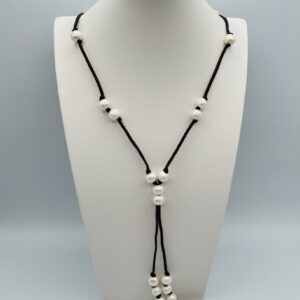 White Pearl and Suede Lariat N2738