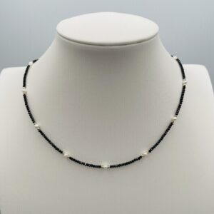 Petite Pearl and Black Spinel Necklace N2739