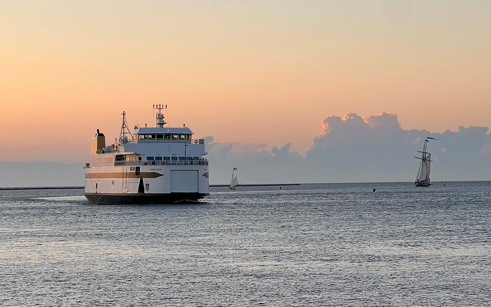 Nantucket Ferry at sun set coming to Nantucket