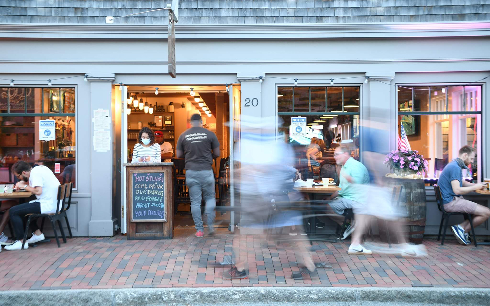 Outdoor dining in downtown Nantucket