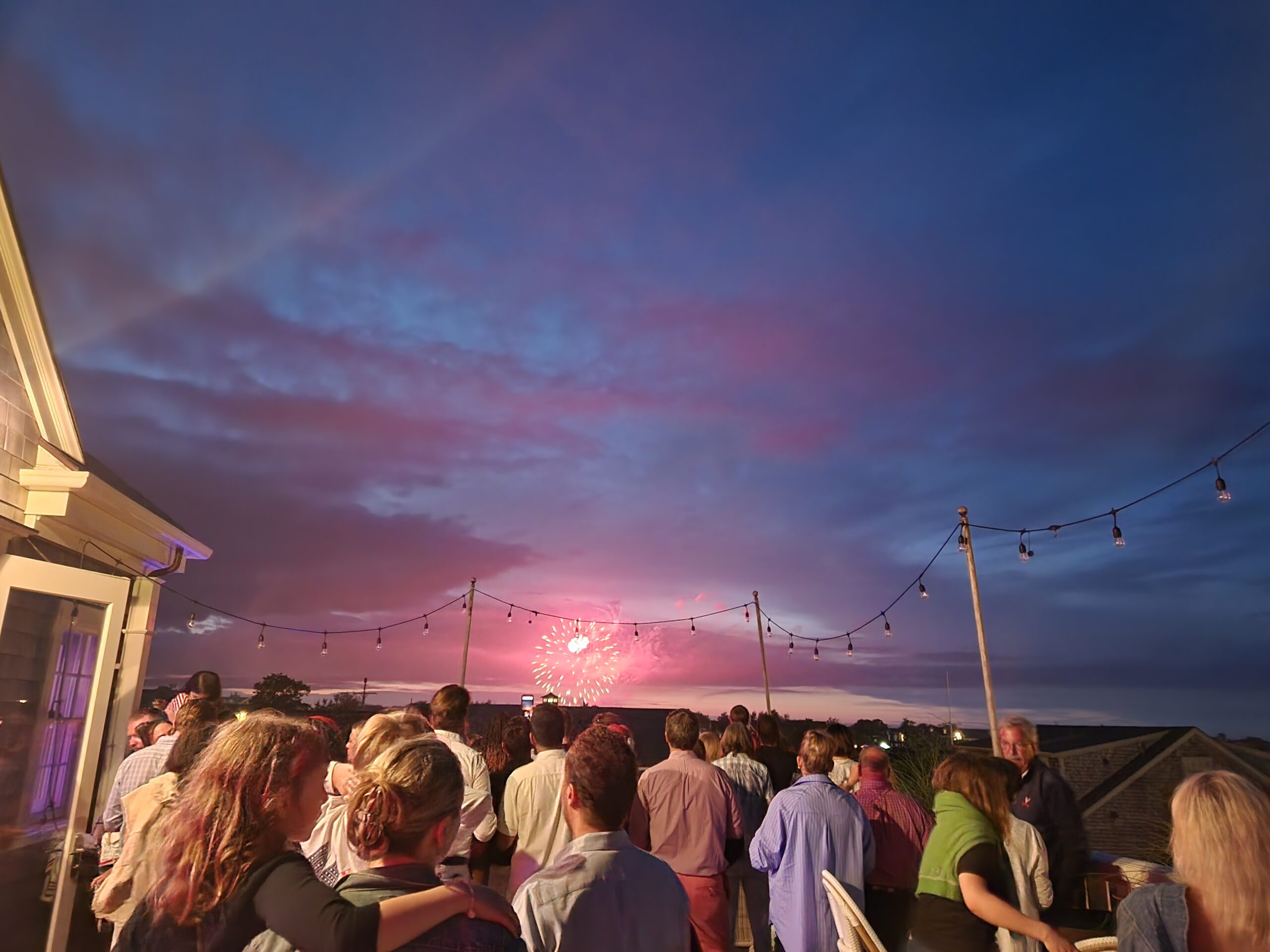 crowd viewing fireworks on Nantucket